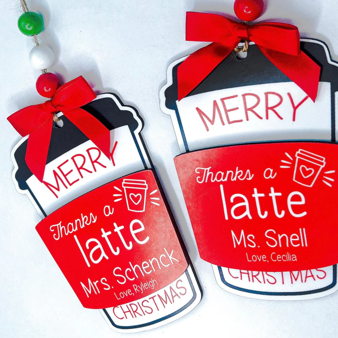 Personalized Gift Card Holder Ornament - Latte