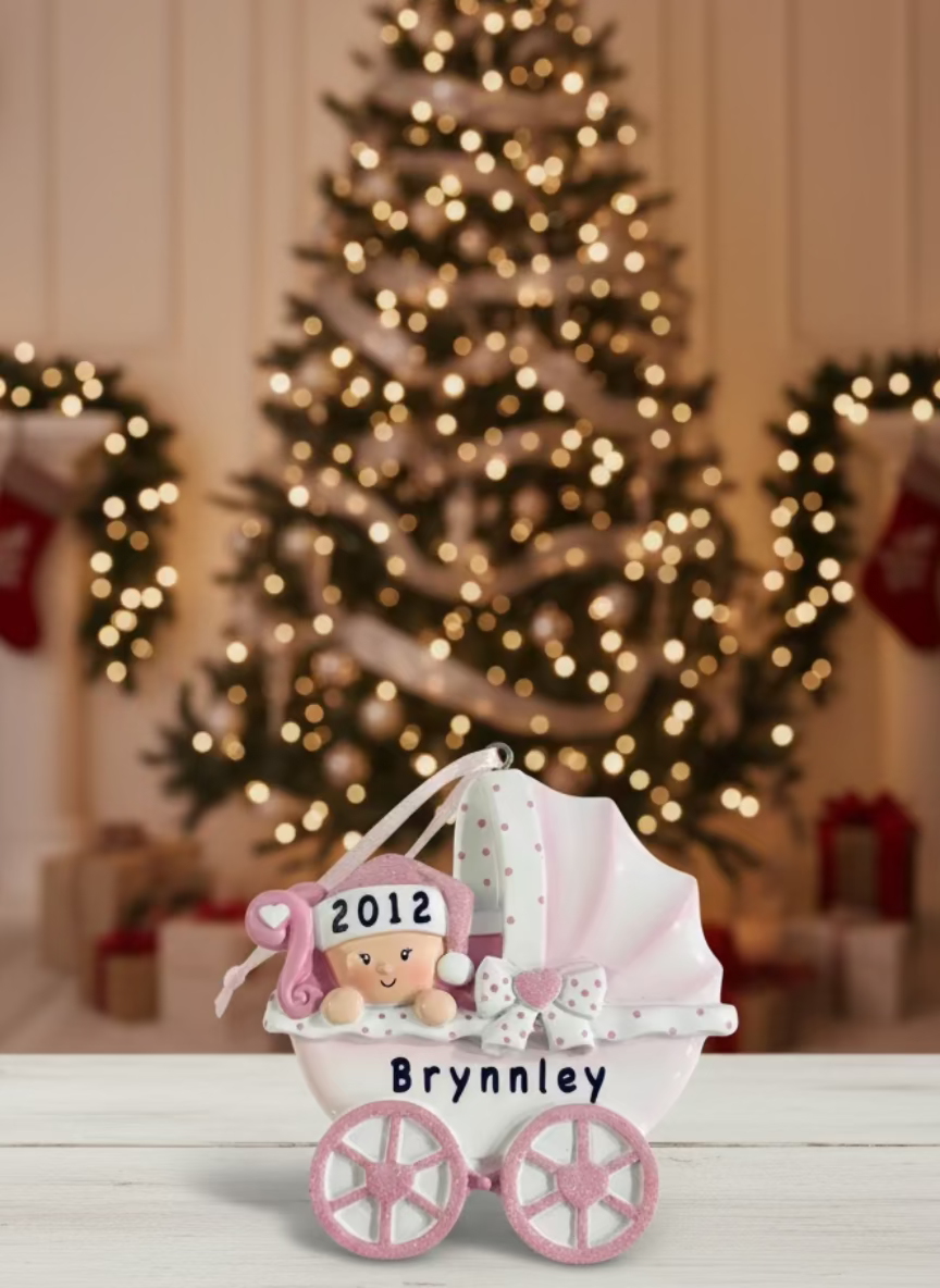 Baby in Carriage Personalized Ornament