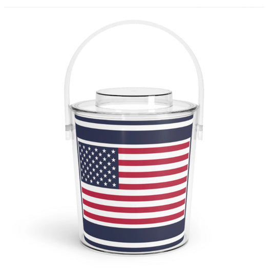 Ice bucket with American flag design on a white background