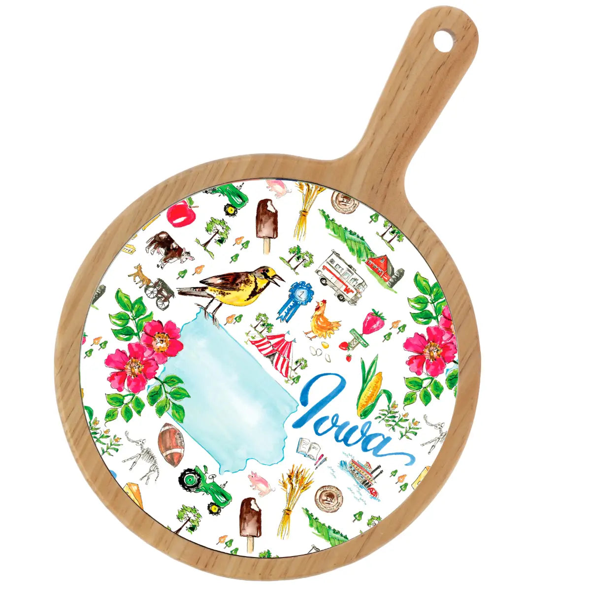 Location Themed Bamboo Cheese Board - Boot Scootin Bamboo & Ceramic Cheese Board Preorder ships March 3