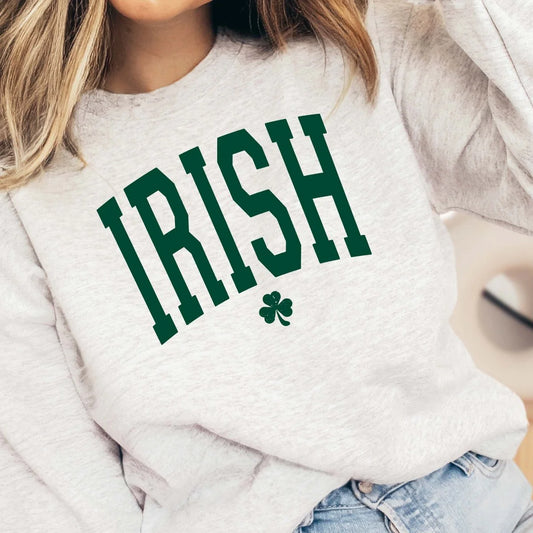 Irish with Green Shamrock Crewneck Sweatshirt