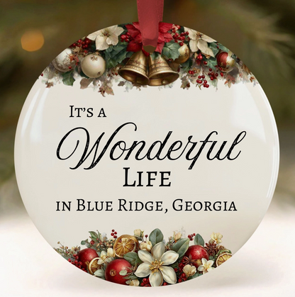 Wonderful Life Personalized Hometown Christmas Ornament
