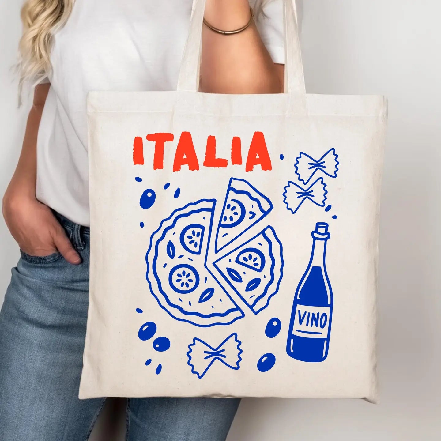 Italia Pizza and Vino Tote Bag
