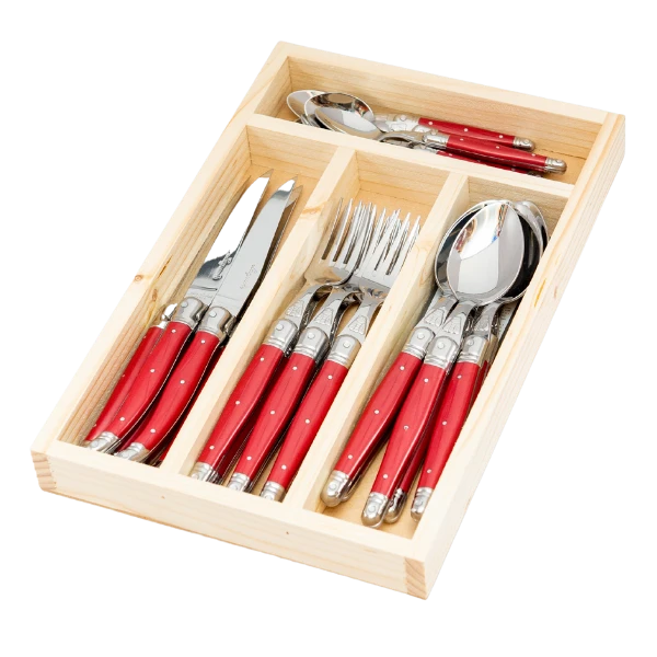 Jean Dubost 24-Piece Everyday Flatware Set – Red