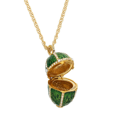 Enamel Egg Locket Pendant Necklace