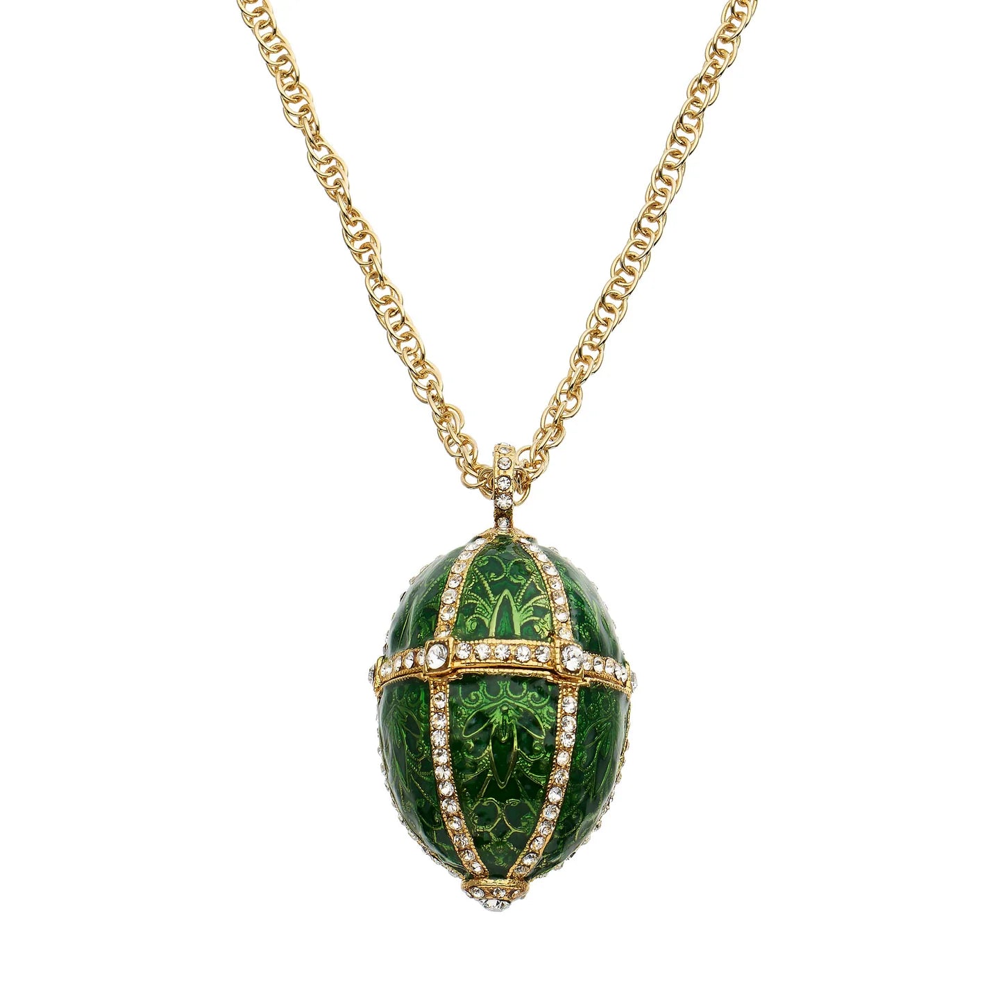Enamel Egg Locket Pendant Necklace