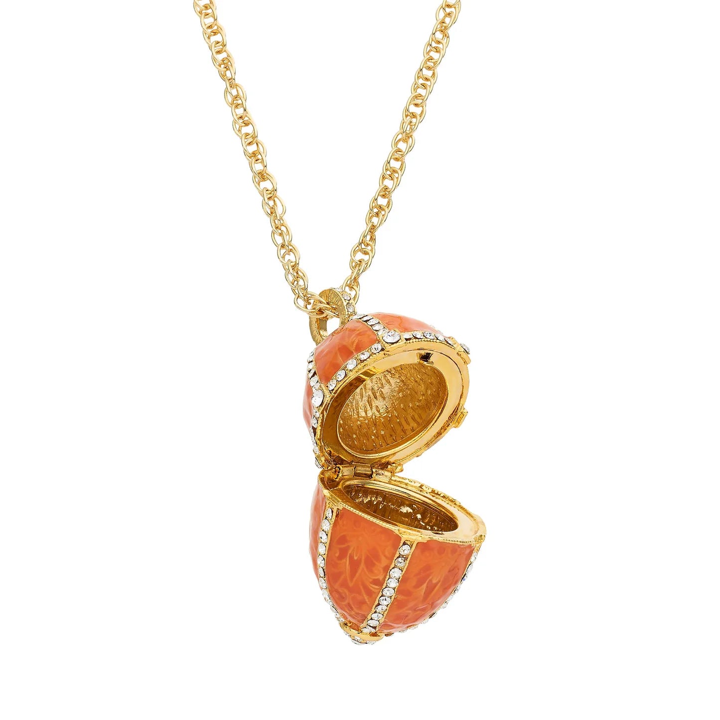 Enamel Egg Locket Pendant Necklace