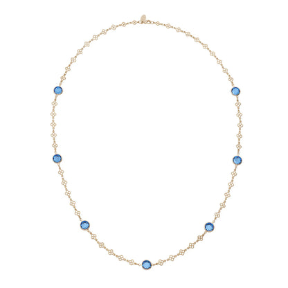 Sapphire Crystal Station Filigree Necklace