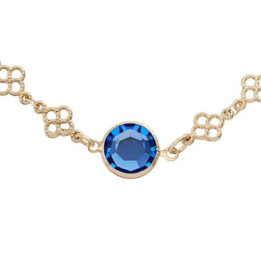 Sapphire Crystal Station Filigree Necklace