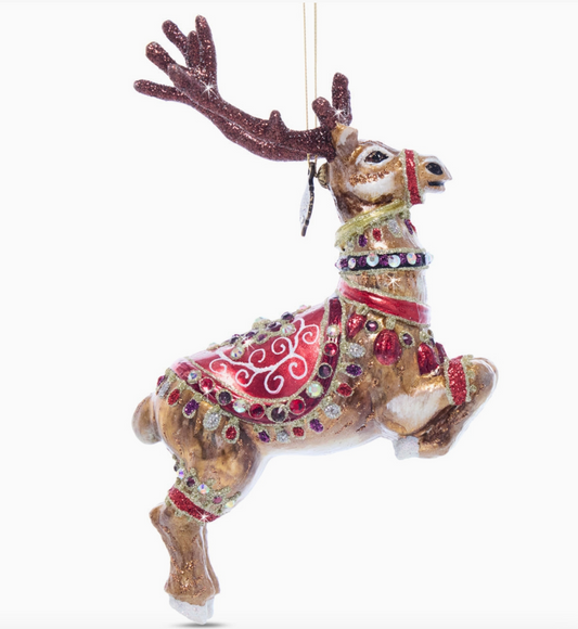 Jay Strongwater Dancer Glass Reindeer Ornament