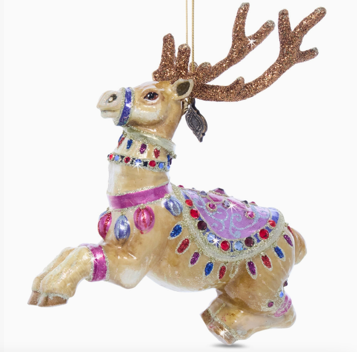 Jay Strongwater Prancer Glass Reindeer Ornament