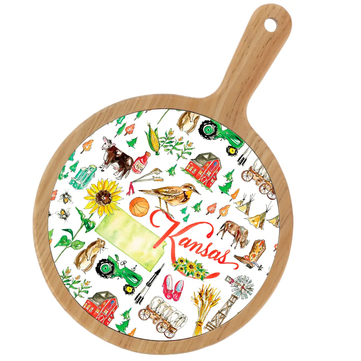 Location Themed Bamboo Cheese Board - Boot Scootin Bamboo & Ceramic Cheese Board Preorder ships March 3