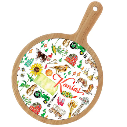 Location Themed Bamboo Cheese Board - Boot Scootin Bamboo & Ceramic Cheese Board Preorder ships March 3