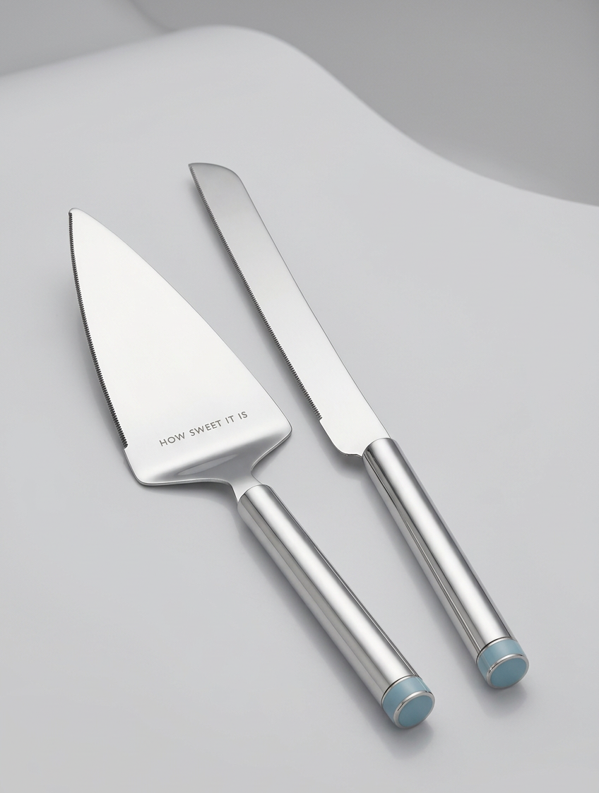 Kate Spade Take the Cake silver dessert serving set with cake server and knife
