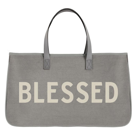 Gray Canvas Tote - Blessed