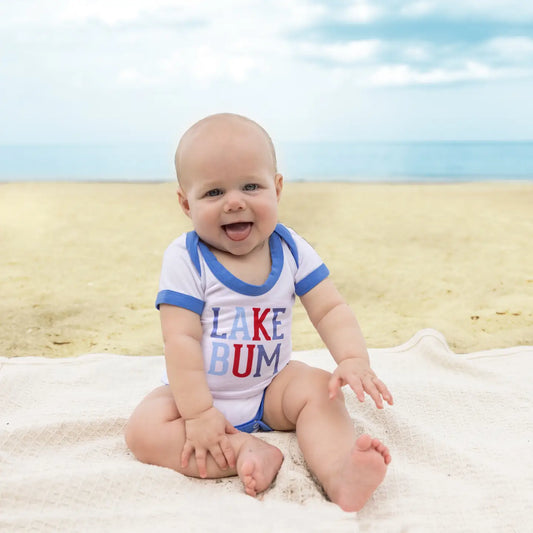 Lake Bum Light Blue Trimmed Onesie
