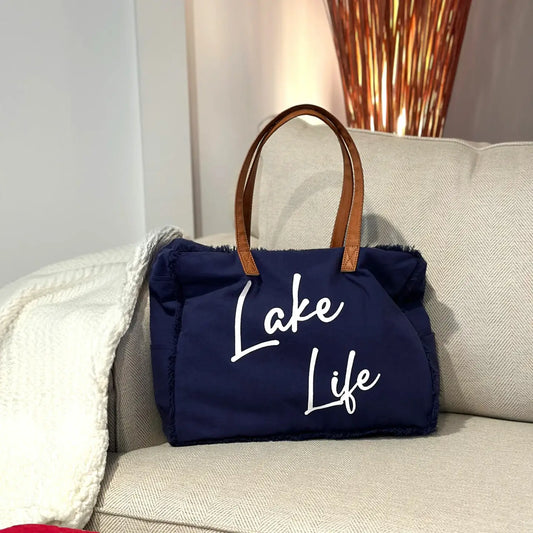 Lake Life Blue Canvas Tote