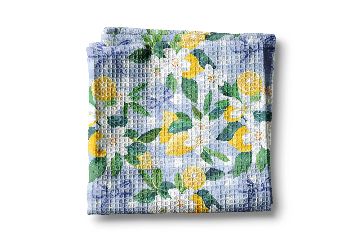 Lemon Plaid Citrus Summer Waffle Weave Towel - NY Gift Boutique