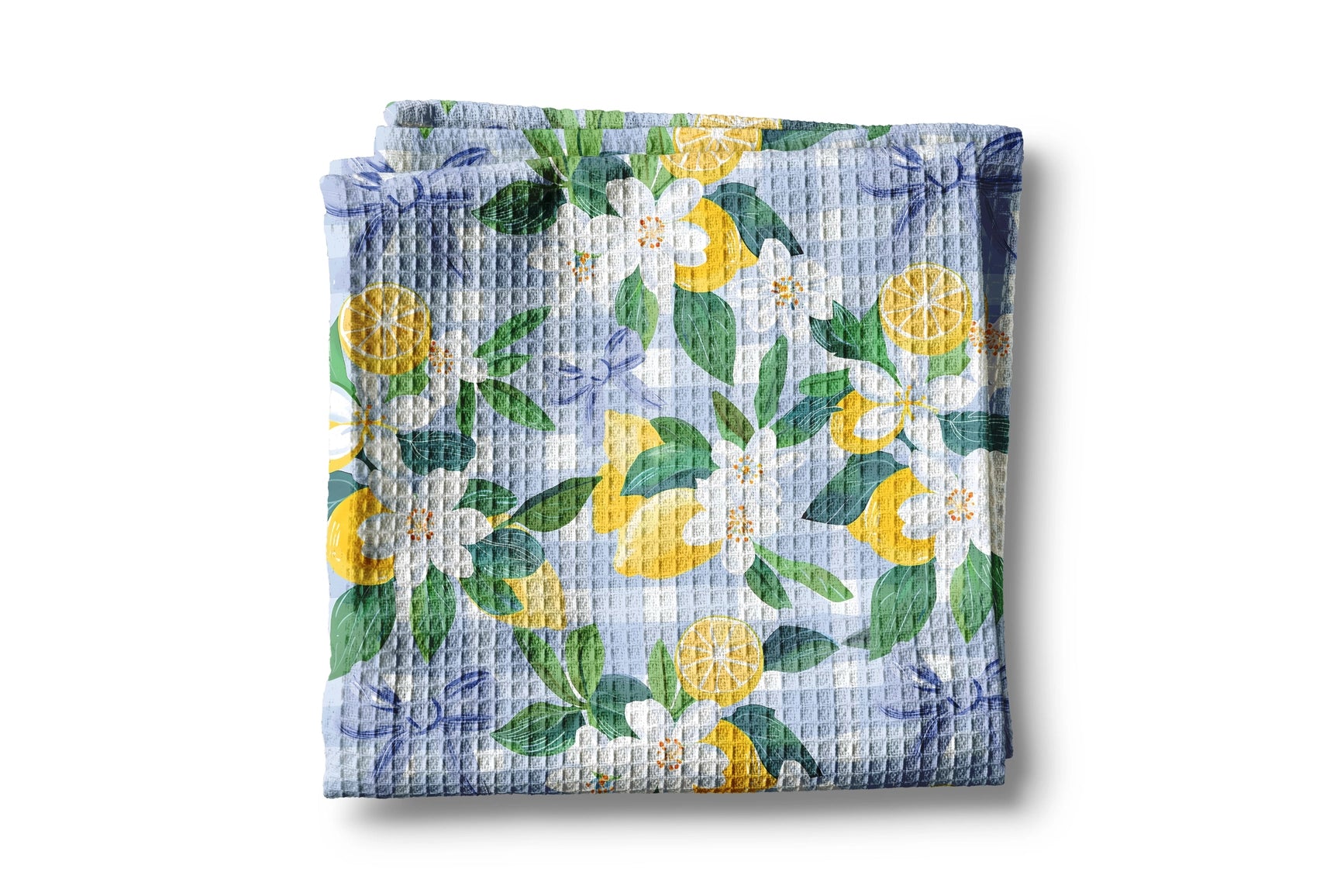 Lemon Plaid Citrus Summer Waffle Weave Towel - NY Gift Boutique