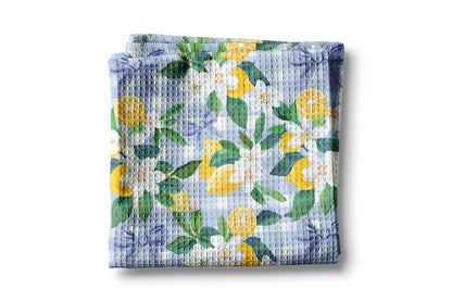 Lemon Plaid Citrus Summer Waffle Weave Towel - NY Gift Boutique