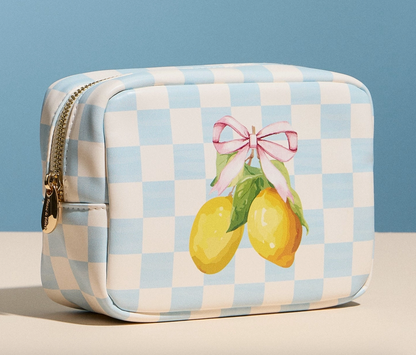 Lemon Gingham Cosmetic Pouch