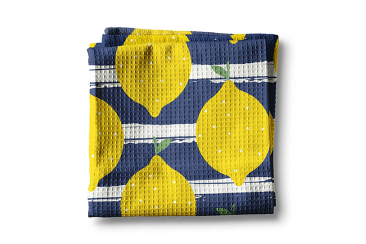 Lemon Stripe Waffle Weave Towel