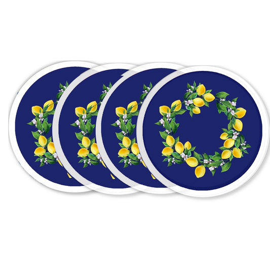 Lemon Wreath Acrylic Coaster Set of 4