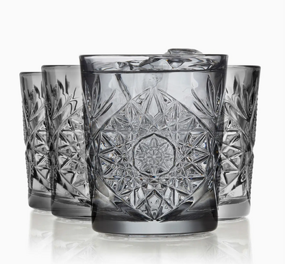 Libbey Hobstar Double Old Fashioned Glasses, 12oz, Smoke, Set of 4