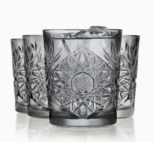 Libbey Hobstar Double Old Fashioned Glasses, 12oz, Smoke, Set of 4