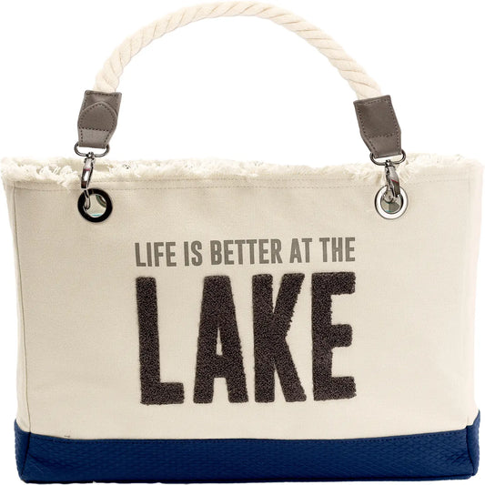 Life is Better at the Lake - 21" X 12" Canvas Tote