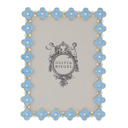 Light Blue Enamel Clover 5" x 7" Picture Frame, Gold