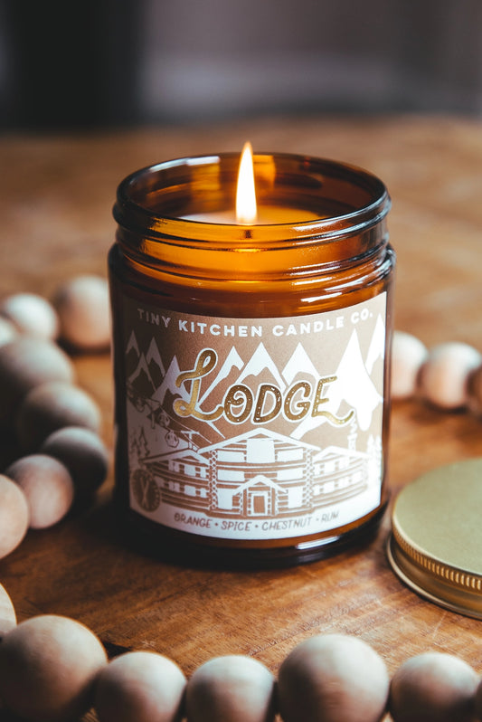 Lodge Wood Wick Candle- 8 oz.