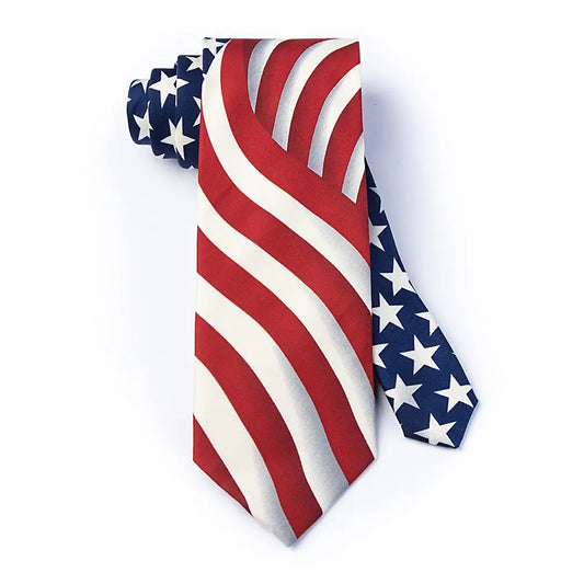 Long May She Wave Tie By Wild Ties - Navy Blue Microfiber - NY Gift Boutique