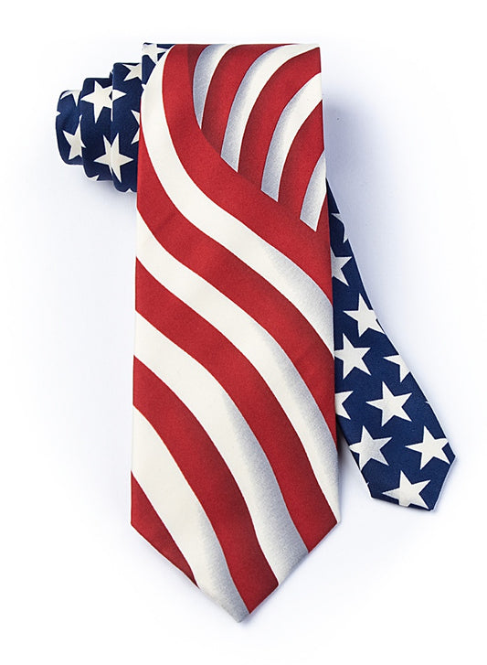 American flag tie on a white background
