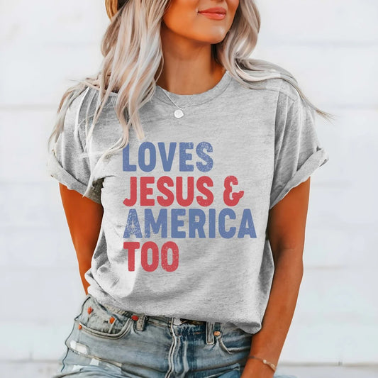 Loves Jesus and America Too Graphic Tee