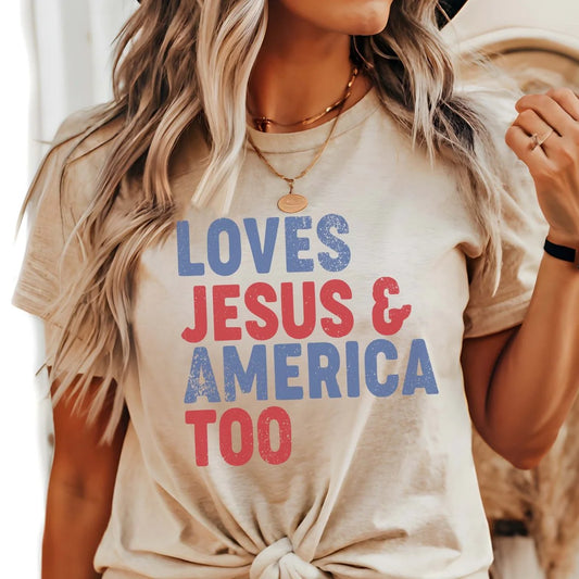 Loves Jesus and America Too Graphic Tee