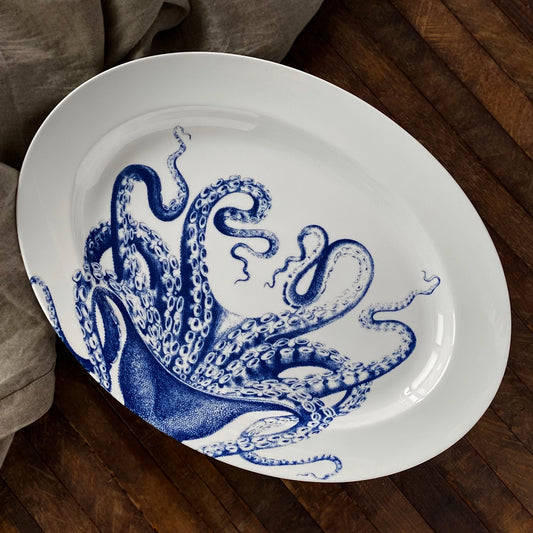 Lucy the Octopus Large Oval Rimmed Platter