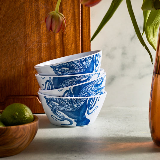 Lucy the Octopus Melamine Cereal Bowls, Set of 4
