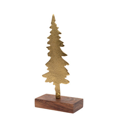 Small Gilded Gold Spruce Tree on Wood Base (Avail after July 2024)