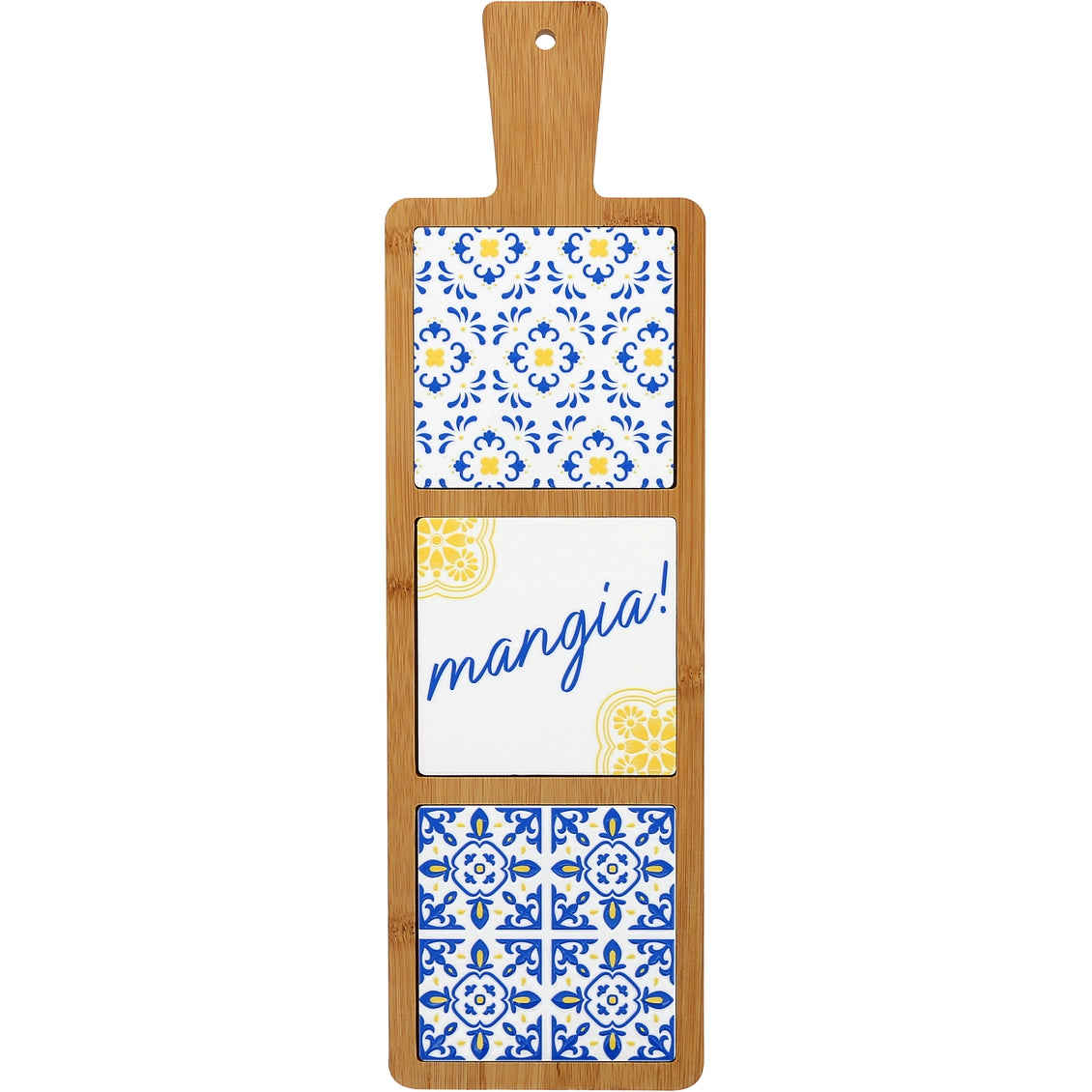 Mangia! - 16.5" Bamboo & Ceramic Tile Trivet