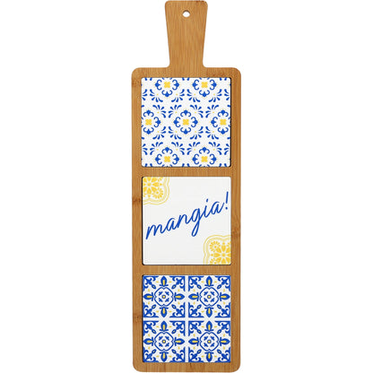 Mangia! - 16.5" Bamboo & Ceramic Tile Trivet
