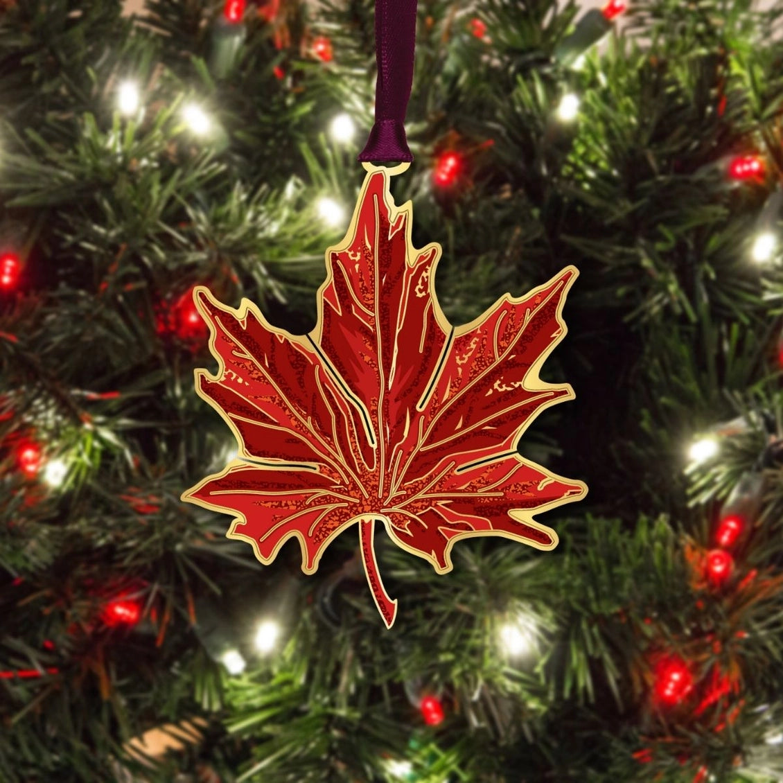 Maple Leaf Brass Ornament