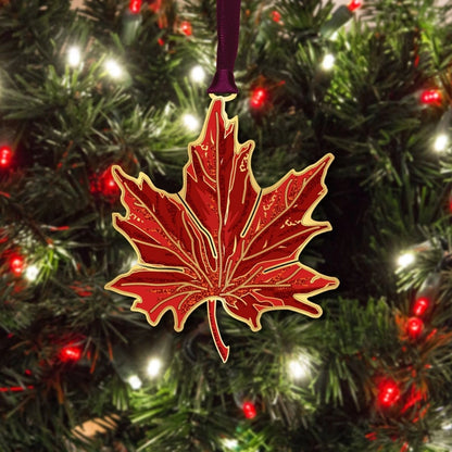 Maple Leaf Brass Ornament