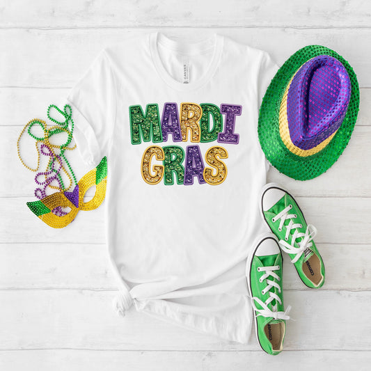 Faux Glitter Mardi Gras Shirt