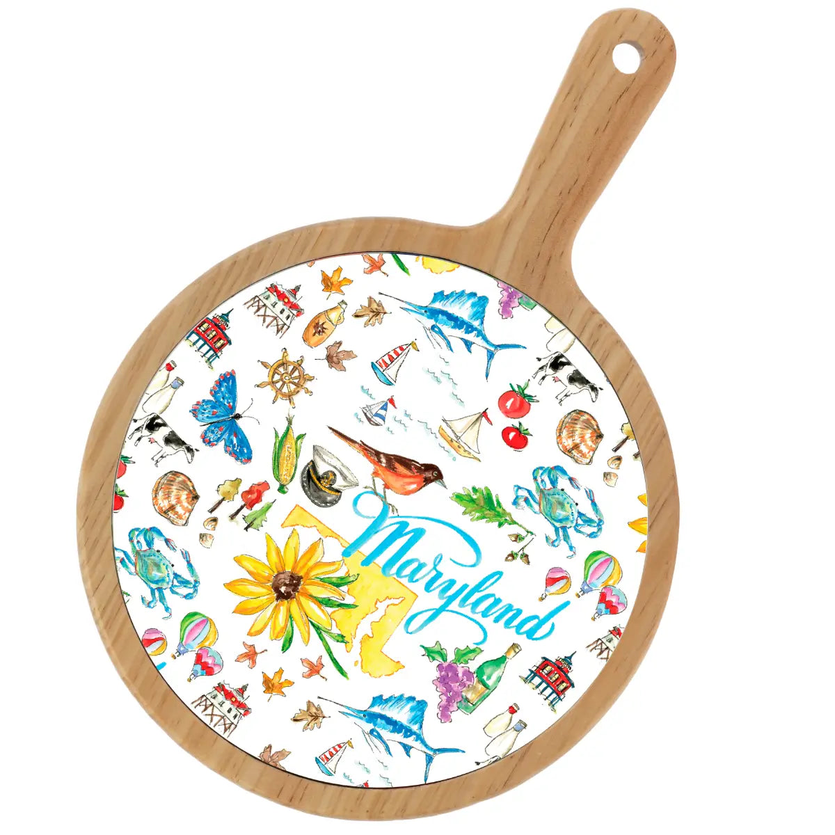 Location Themed Bamboo Cheese Board - Boot Scootin Bamboo & Ceramic Cheese Board Preorder ships March 3