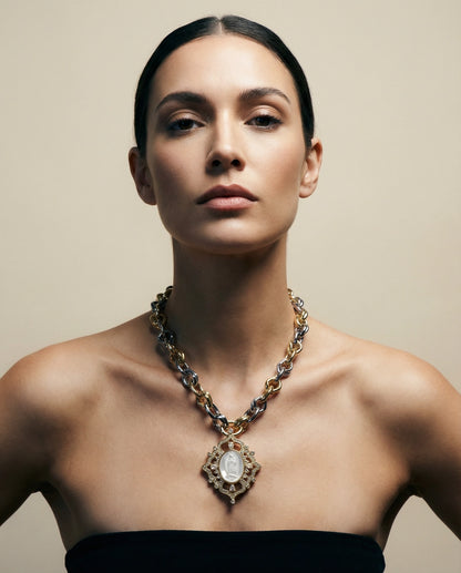 Maximalist Catholic Medal Necklace with Two-Tone Chain