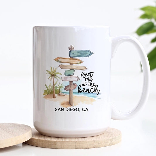 Meet Me at the Beach Custom City Mug