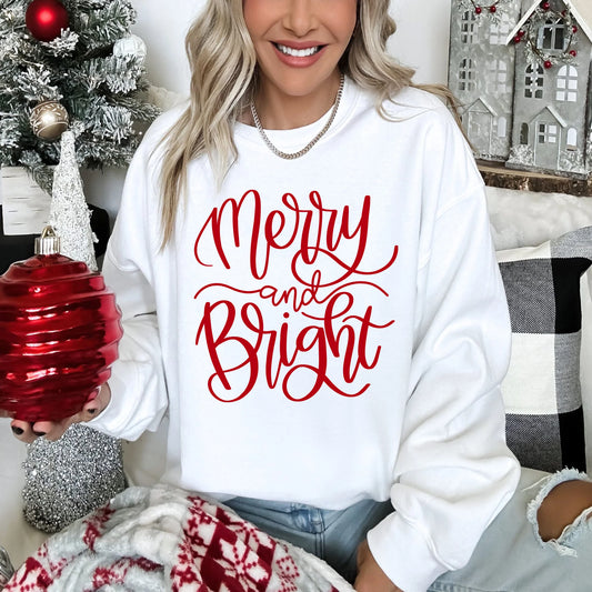 Merry & Bright Christmas Adult Christmas Shirt