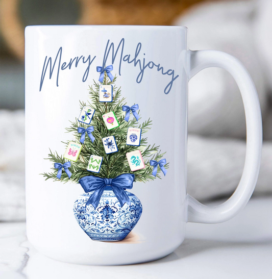 Merry Mahjong Christmas Tree Coffee Mug