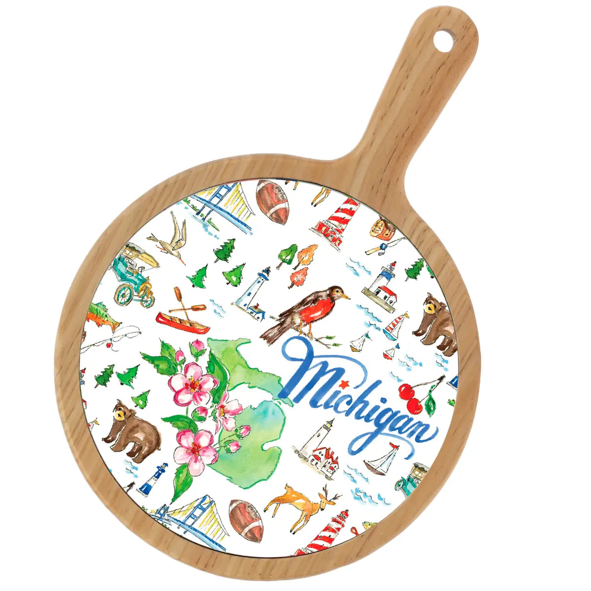 Location Themed Bamboo Cheese Board - Boot Scootin Bamboo & Ceramic Cheese Board Preorder ships March 3